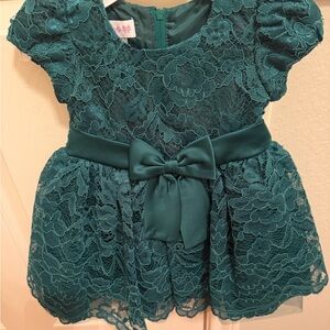 Bonnie Baby Green Lace Dress with Bow